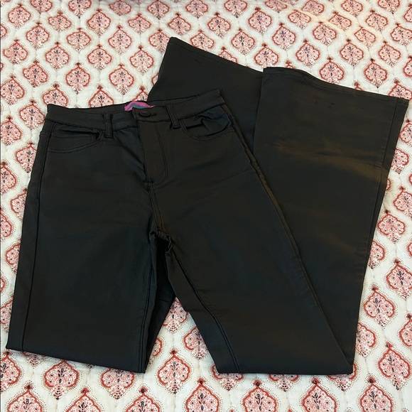 Edikted Pants - Edikted Black Flare faux leather Pants